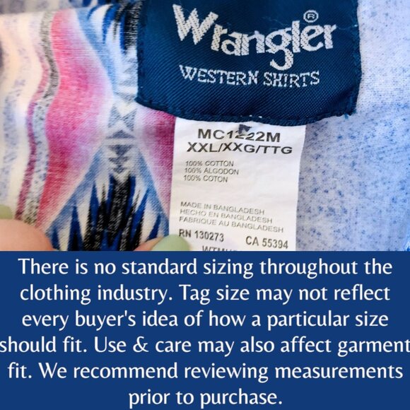 Wrangler Mens Western Pearl Snap Shirt Blue Pink Southwestern Print Size XXL - Picture 11 of 13